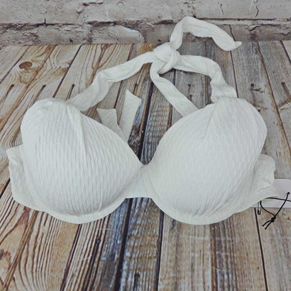 A Che Swim Top Size T4 Halter White NEW 32DD 34D 36C 38B